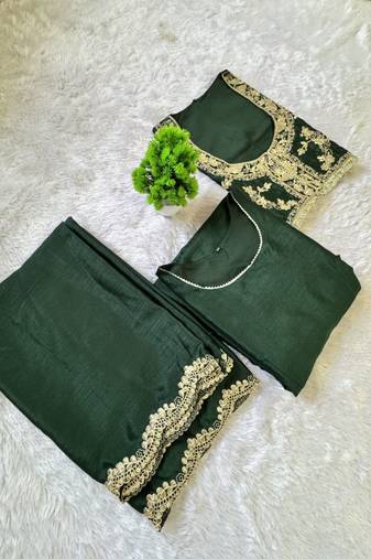 Heavy chinon silk gown with koti & sequins dupatta