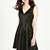 Genuine lambskin women's black leather dress leather fit & flare sleeveless dress