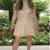 Genuine lambskin women's beige leather dress a-line mini sleeveless dress