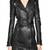 Genuine lambskin women's black leather biker dress