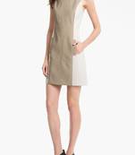 Women’s genuine lambskin leather dress sleeveless casual mini dress