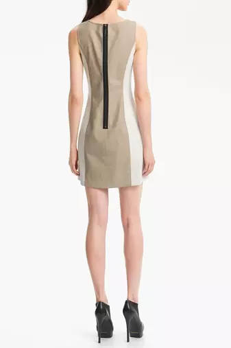 women's lambskin mini leather dress sleeveless cut premium
