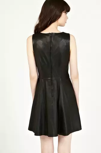 women's lambskin midi leather dress sleeveless fit exclusive