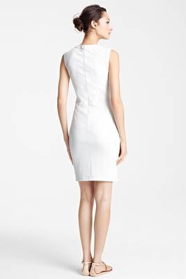 women's white lambskin mini leather dress sleeveless cut 2