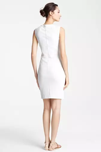 women's white lambskin mini leather dress sleeveless cut