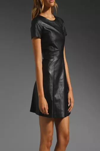 women's black lambskin mini leather dress classic zip up style premium