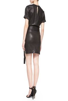 women's black lambskin mini leather dress classic zip up style exclusive 2
