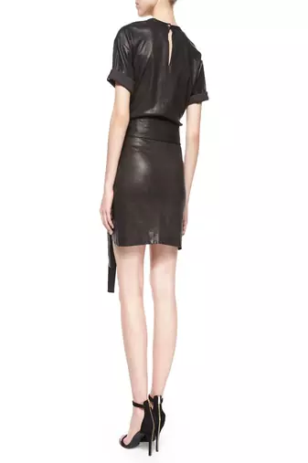 women's black lambskin mini leather dress classic zip up style exclusive