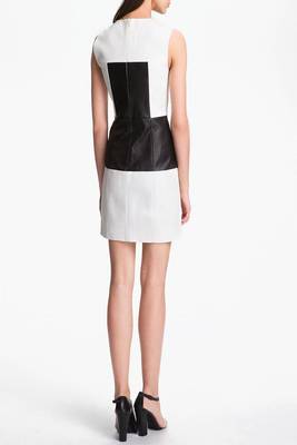 women's white lambskin leather dress sleeveless cut 2