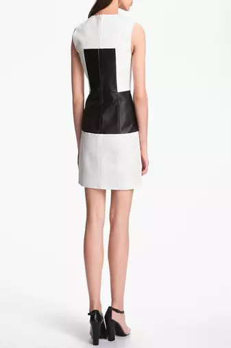 women's white lambskin leather dress sleeveless cut
