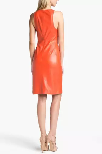 women's lambskin leather dress sleeveless cut premium