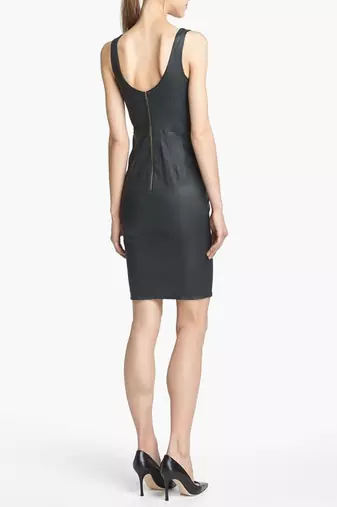 women's black lambskin leather dress sleeveless cut premium