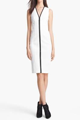 women's white lambskin leather dress sleeveless fit 1