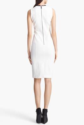 women's white lambskin leather dress sleeveless fit 2