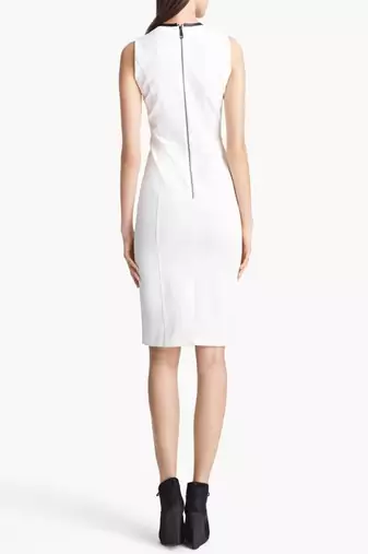 women's white lambskin leather dress sleeveless fit