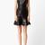 Genuine lambskin women's black leather dress fit & flare mini dress