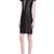 Genuine lambskin women's black leather dress short sleeve mini dress