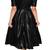 Genuine lambskin women's black leather dress fit & flare long dress