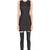 Genuine lambskin women's black leather dress sleeveless front zip party wear dress