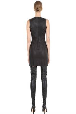 women's black lambskin leather dress sleeveless fit stylish 2