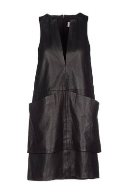 women's black lambskin leather dress sleeveless cut exclusive 1