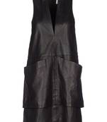 women's black lambskin leather dress sleeveless cut exclusive