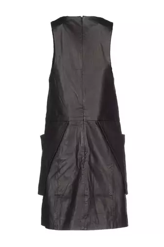 women's black lambskin leather dress sleeveless cut exclusive