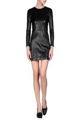women's black lambskin leather dress long sleeve design premium 1