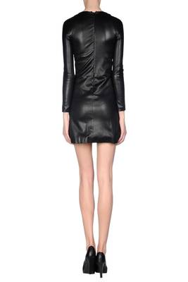 women's black lambskin leather dress long sleeve design premium 2