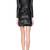 Genuine lambskin women's black leather dress long sleeve round neck dress