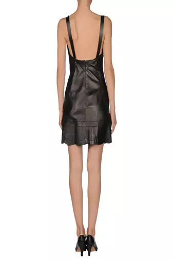 women's black lambskin leather dress sleeveless fit authentic