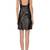 Genuine lambskin women's black leather dress sleeveless sweetheart neck dress