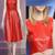 Women red soft lambskin leather dress sleeveless fit & flare mini dress