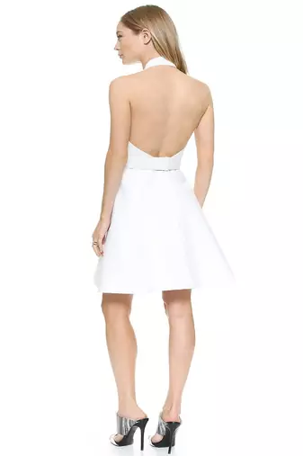 women's white lambskin leather dress form fitting bodycon style