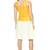 Women’s yellow & beige sleeveless lambskin leather dress fit & flare dress