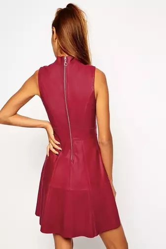 women's black lambskin leather dress sleeveless fit genuine