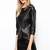 Genuine lambskin women's black leather dress 3\4 sleeve style leather dress