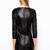 Genuine lambskin women's black leather dress 3\4 sleeve style leather dress