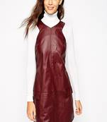 genuine lambskin women's leather dress sleeveless mini dres