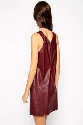 women's lambskin mini leather dress sleeveless cut exclusive 2