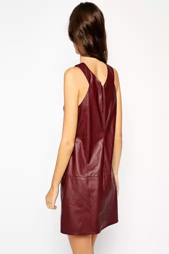 women's lambskin mini leather dress sleeveless cut exclusive