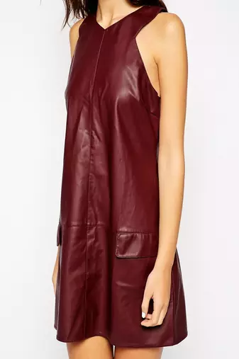 women's lambskin mini leather dress sleeveless cut exclusive