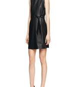 women's  genuine lambskin  leather dress sleevless party  dress