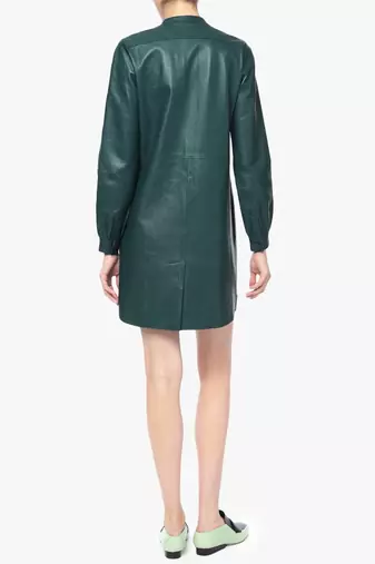 women's lambskin leather dress long sleeve design