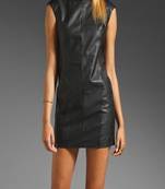 Genuine lambskin women's leather dress women sleevless hot dress