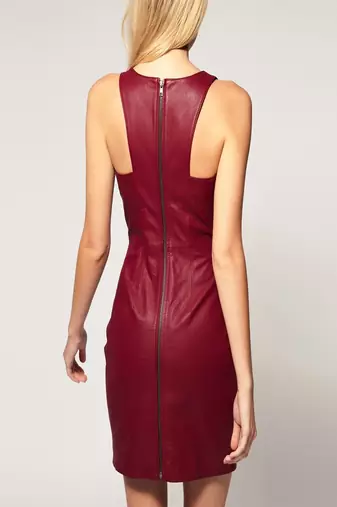 women's lambskin leather dress sleeveless fit modern