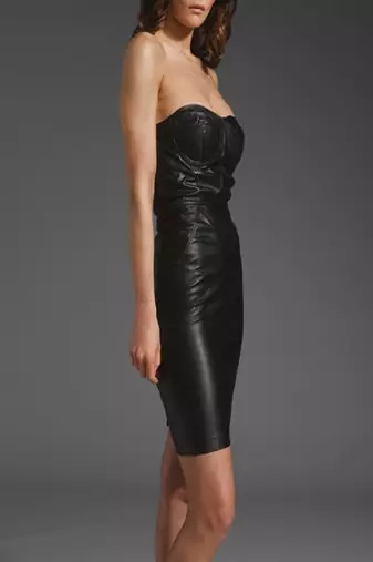 women's genuine lambskin leather dress form fitting bodycon style premium