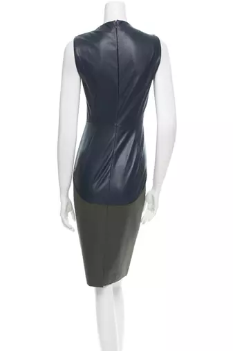 women's lambskin midi leather dress sleeveless cut