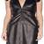 Genuine lambskin women's leather dress deep v neck mini dress
