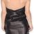 Genuine lambskin women's leather dress deep v neck mini dress